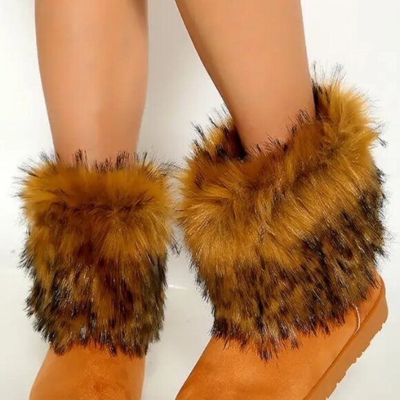 Tan Warm Faux Fur Cozy Bootie - Picture 3 of 6